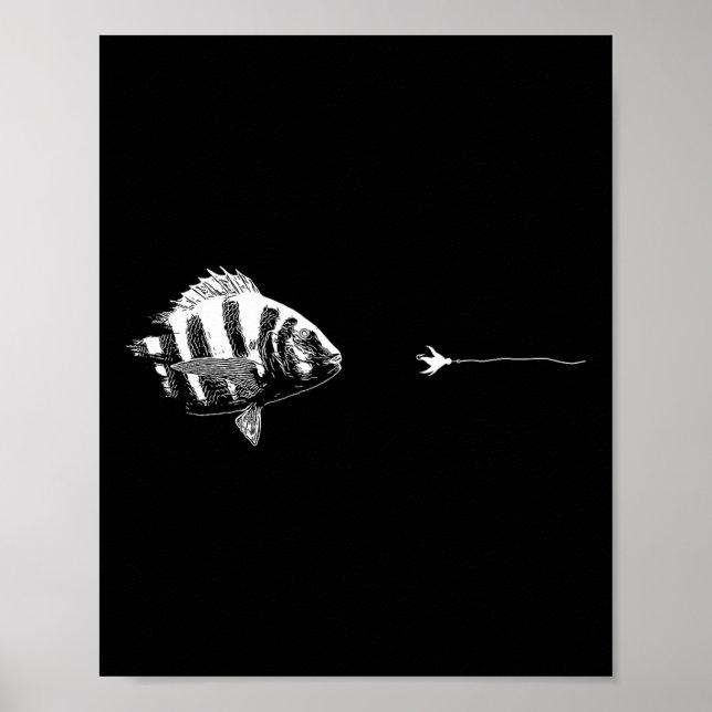 Graphic Fly Fishing Hook Line - Fish Sheepshead Poster (Vorne)