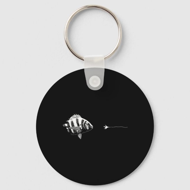 Graphic Fly Fishing Hook Line - Fish Sheepshead Schlüsselanhänger (Vorderseite)