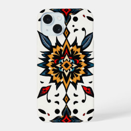 Graphic Folk Art Starburst Phone Case iPhone 15 Hülle