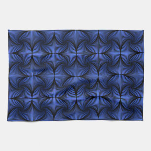 Graphic Geometric 3D Scallop Fan Blue Geschirrtuch