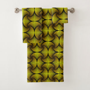 Graphic Geometric 3D Scallop Fan Gelb Badhandtuch Set