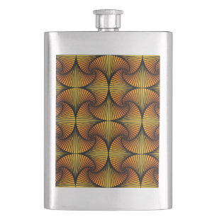 Graphic Geometric 3D Scallop Fan Orange Gelb Flachmann