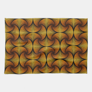 Graphic Geometric 3D Scallop Fan Orange Gelb Geschirrtuch