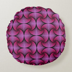 Graphic Geometric 3D Scallop Fan Pink Rundes Kissen
