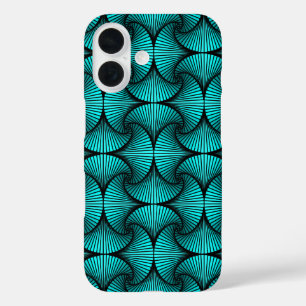 Graphic Geometric 3D Scallop Fan Türkis iPhone 16 Hülle