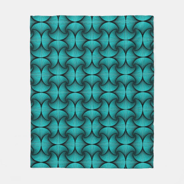 Graphic Geometric 3D Scallop Fan Türkis Fleecedecke (Vorderseite)
