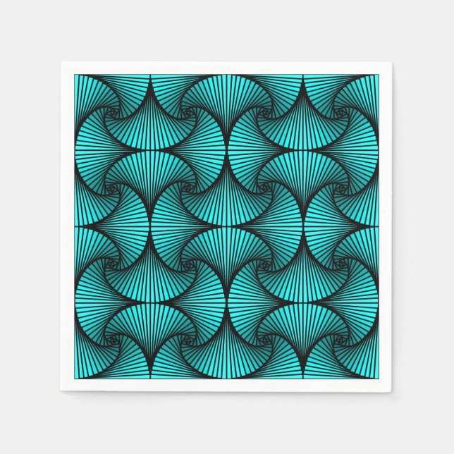 Graphic Geometric 3D Scallop Fan Türkis Serviette (Vorderseite)