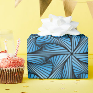 Graphic Geometric 3D Spiral Drehung Blau Geschenkpapier