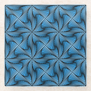 Graphic Geometric 3D Spiral Drehung Blau Glasuntersetzer