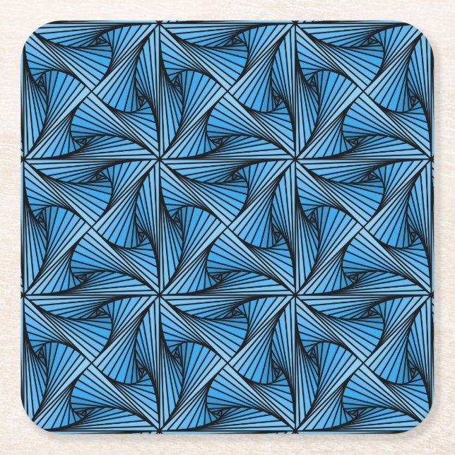 Graphic Geometric 3D Spiral Drehung Blau Rechteckiger Pappuntersetzer (Vorderseite)