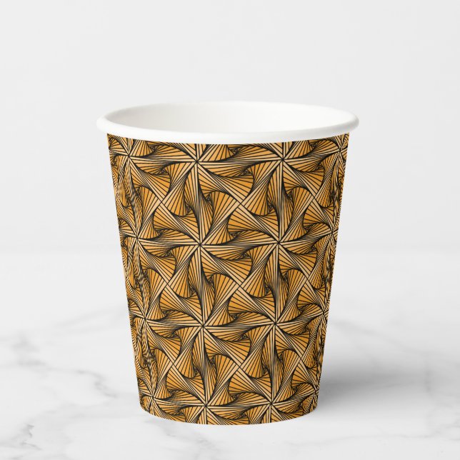 Graphic Geometric 3D Spiral Drehung Orange Pappbecher (Vorderseite)