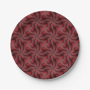 Graphic Geometric 3D Spiral Drehung Red Pappteller