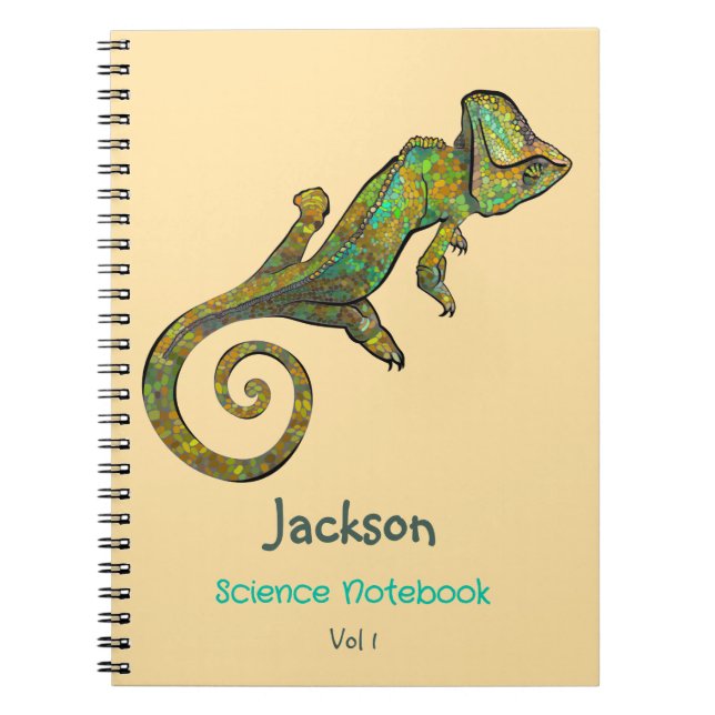 Graphic Green Lizard Namensschild der Schule Notizblock (Vorderseite)