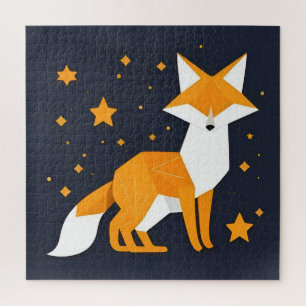 Graphic Illustration of a Fox in Geometric Style Puzzle