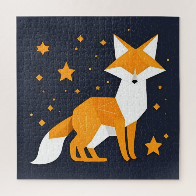 Graphic Illustration of a Fox in Geometric Style Puzzle (Vertikal)