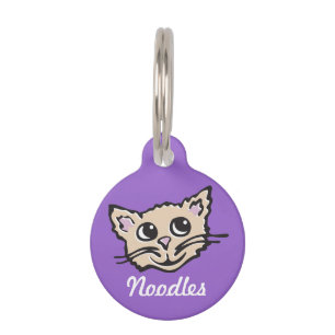 Graphic lila braun cat name & details pet tag tiermarke
