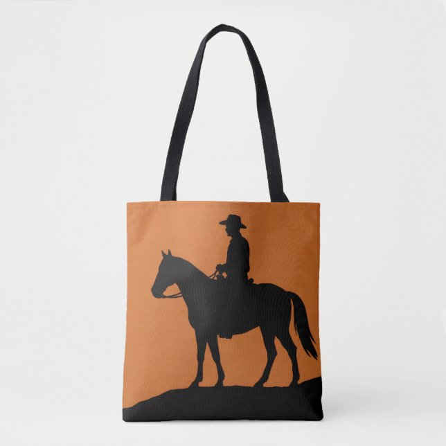 Graphic Lone Rider Tote Bag - Minimalist Western  (Vorderseite)