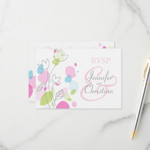 Graphic moderne Blume Blätter formale Hochzeit RSV RSVP Karte