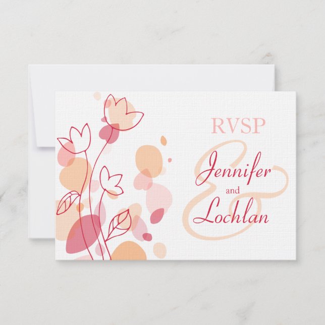 Graphic moderne Blume Blätter formale Hochzeit RSV RSVP Karte (Vorderseite)