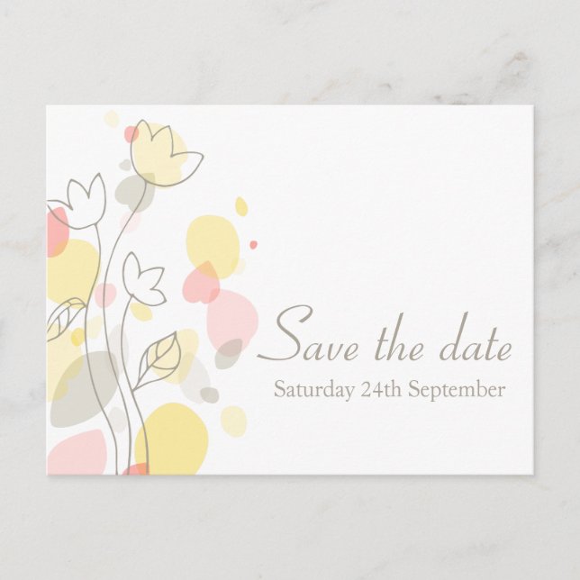 Graphic moderne Blume Blätter Save the Date Karte (Vorderseite)