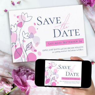 Graphic moderne Blume Blätter Save the Date Karte