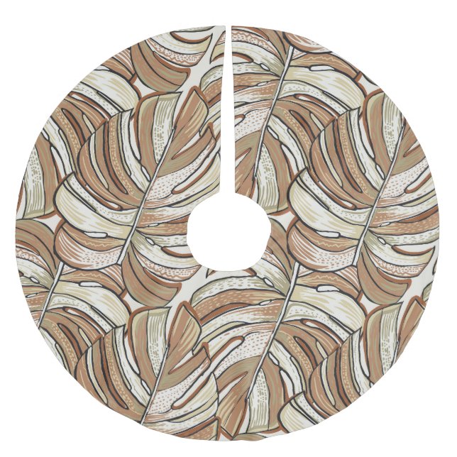 Graphic Monstera Blätter Tropical Design Polyester Weihnachtsbaumdecke (Vorderseite)