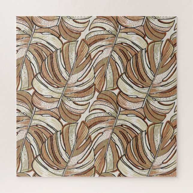 Graphic Monstera Blätter Tropical Design Puzzle (Vertikal)