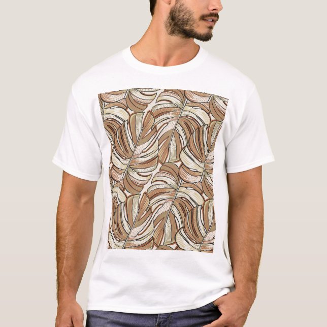 Graphic Monstera Blätter Tropical Design T-Shirt (Vorderseite)