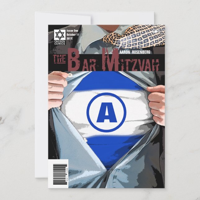 Graphic Novel Bar Mitzvah mit Bet Hey Einladung (Vorderseite)