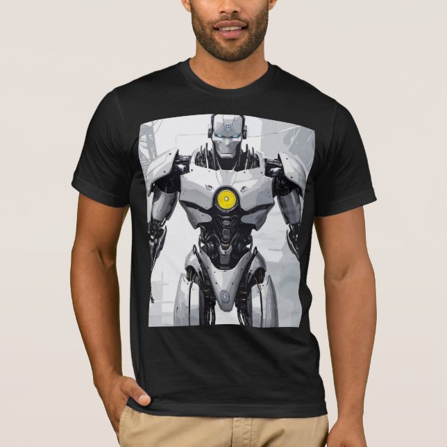 Graphic Novel Cyborg White Armored Mecha T-Shirt (Vorderseite)
