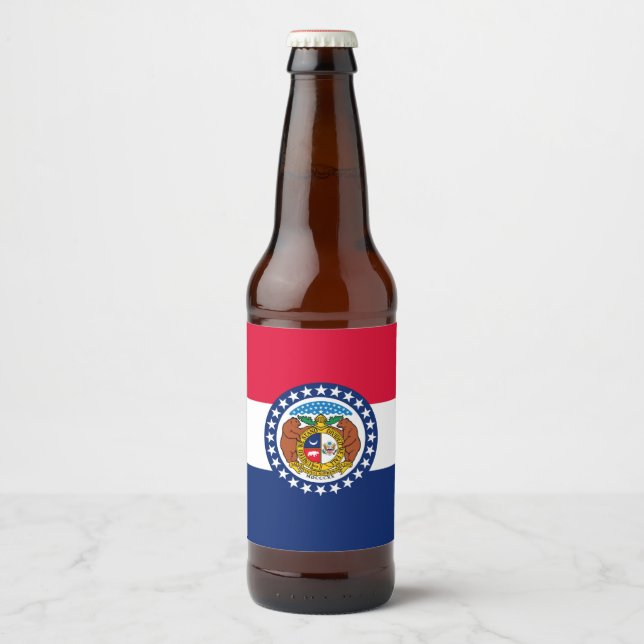 Graphic of a Dynamic Missouri State Flag Bierflaschenetikett (Vorderseite)