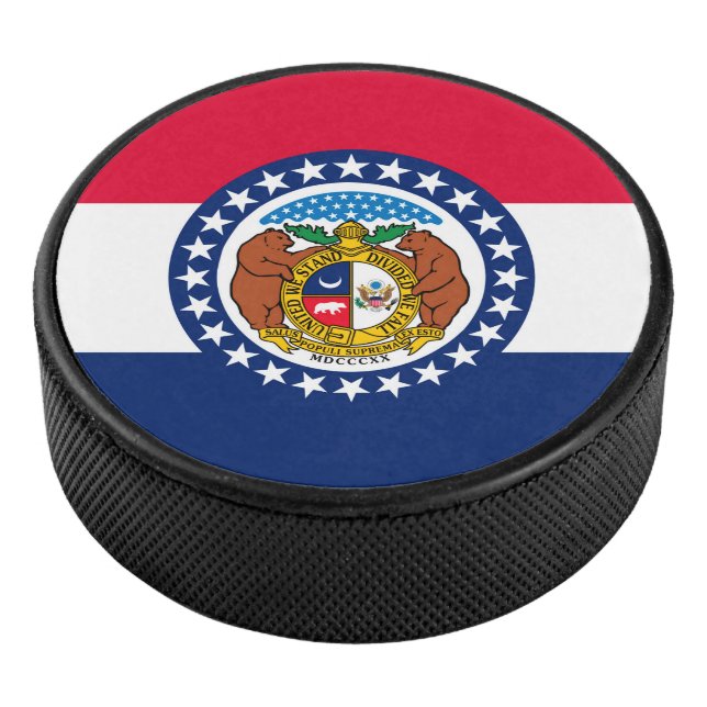 Graphic of a Dynamic Missouri State Flag Eishockey Puck (3/4)