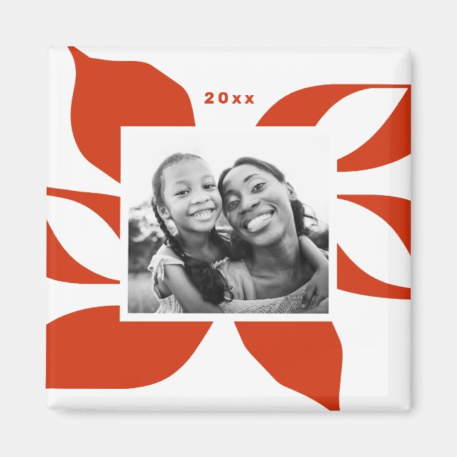 Graphic Poinsettia Holiday Foto Magnet (Vorne)