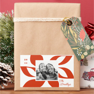 Graphic Poinsettia Holiday Foto Rechteckiger Aufkleber