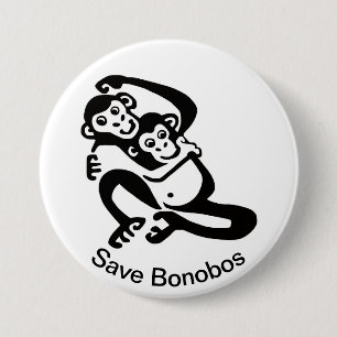 Graphic -Rett BONOBOS - Schimpanse - Wildtiere - Button