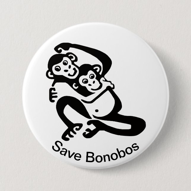 Graphic -Rett BONOBOS - Schimpanse - Wildtiere - Button (Vorderseite)