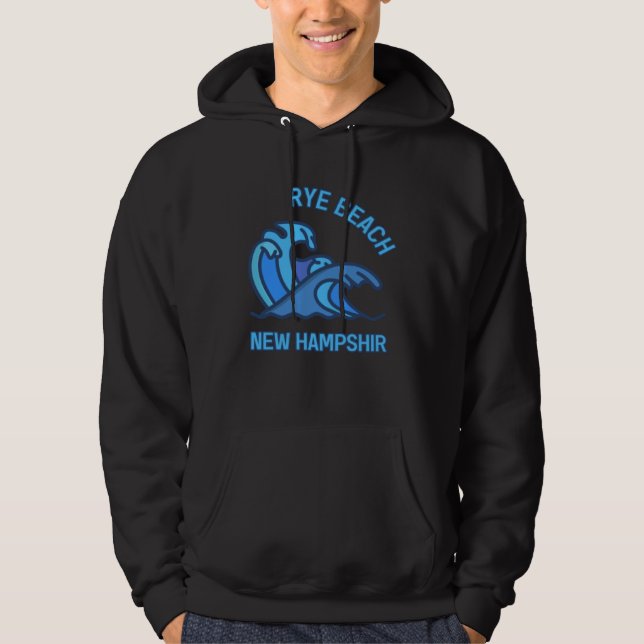Graphic Rye Beach New Hampshire Pocket Wave Souven Hoodie (Vorderseite)