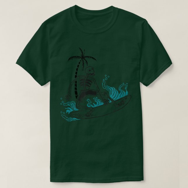 Graphic Skeleton Surfman Beach im Sommer  T-Shirt (Design vorne)