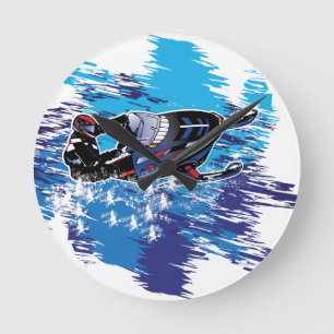 Graphic Snowmobiler Runde Wanduhr