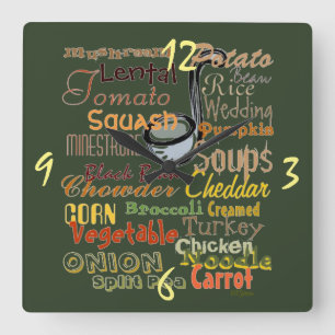 Graphic Soups Art Design Quadratische Wanduhr