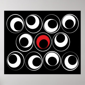 Graphic Spheres in Red Poster