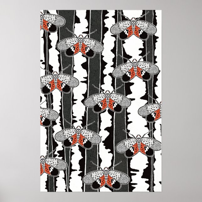 Graphic Spotted Lanternfly Hand Drawn Art Poster (Vorne)