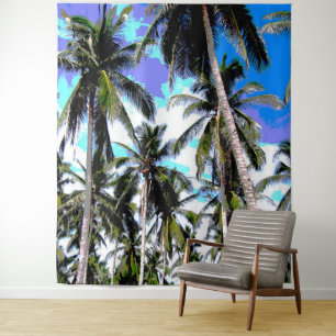Graphic Tropical Palm Trees Focal Point Wandteppich