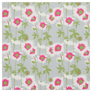 Graphic white ragged poppy art floral pattern stoff