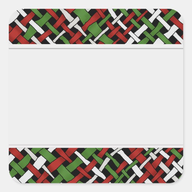 Graphic Woven Burlap Clean Labels Quadratischer Aufkleber (Vorderseite)