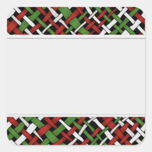 Graphic Woven Burlap Clean Labels Quadratischer Aufkleber