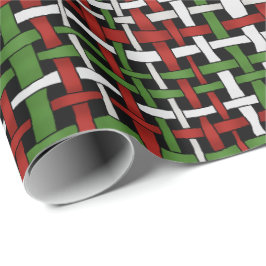 Graphic Woven Burlap Saison Red Green White Geschenkpapier