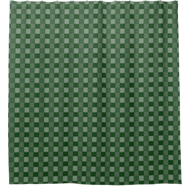 Graphic Woven Checkered Forest Green Duschvorhang (Vorderseite)