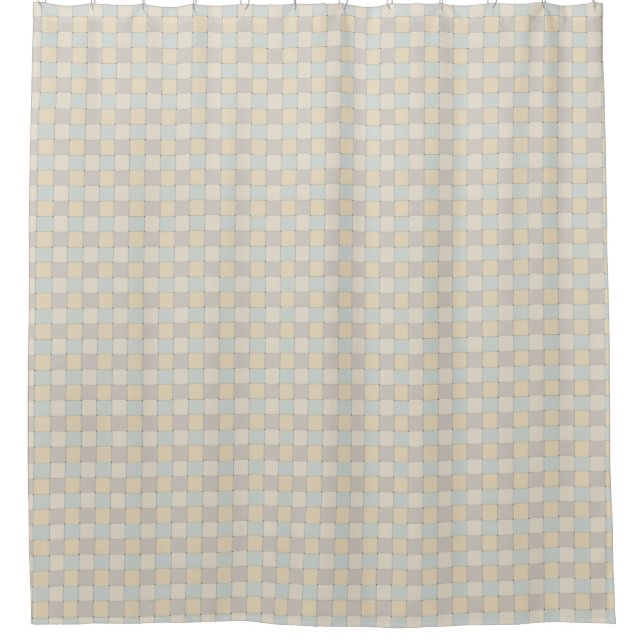 Graphic Woven Checkered Soft Tones Duschvorhang (Vorderseite)