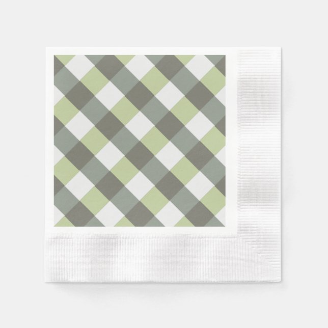 Graphic Woven Green Gray Diagonals Serviette (Vorderseite)